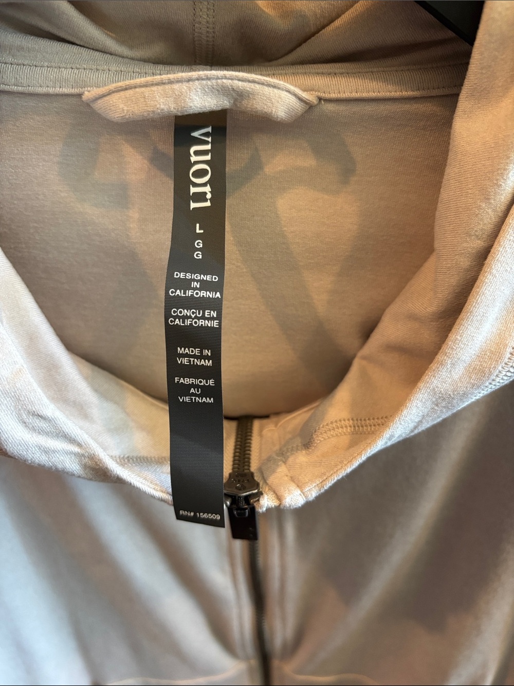 Vuori Neutral Beige Full-Zip Hoodie - Picture 2 of 4